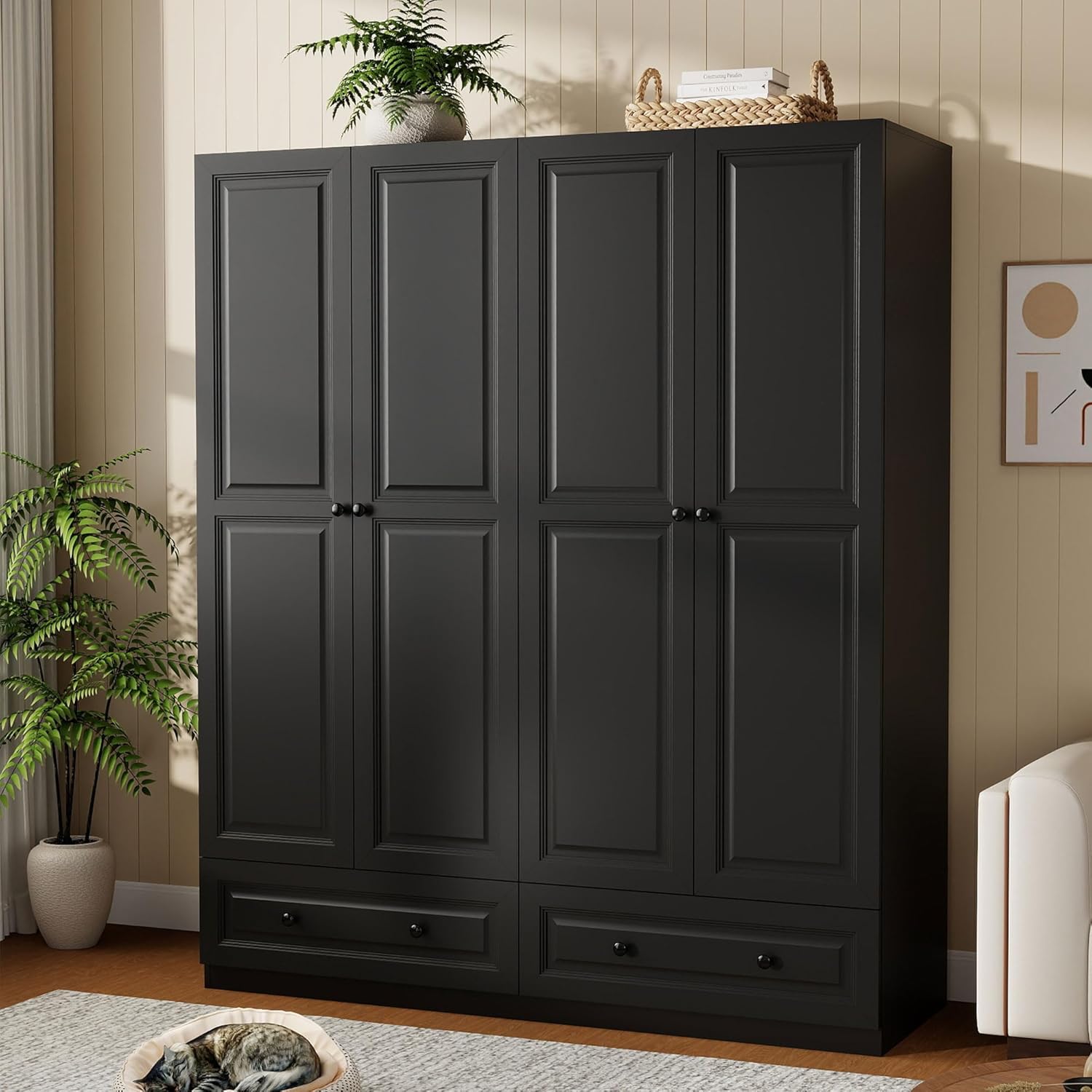 Armoire Wardrobe Closet with Drawers: 74