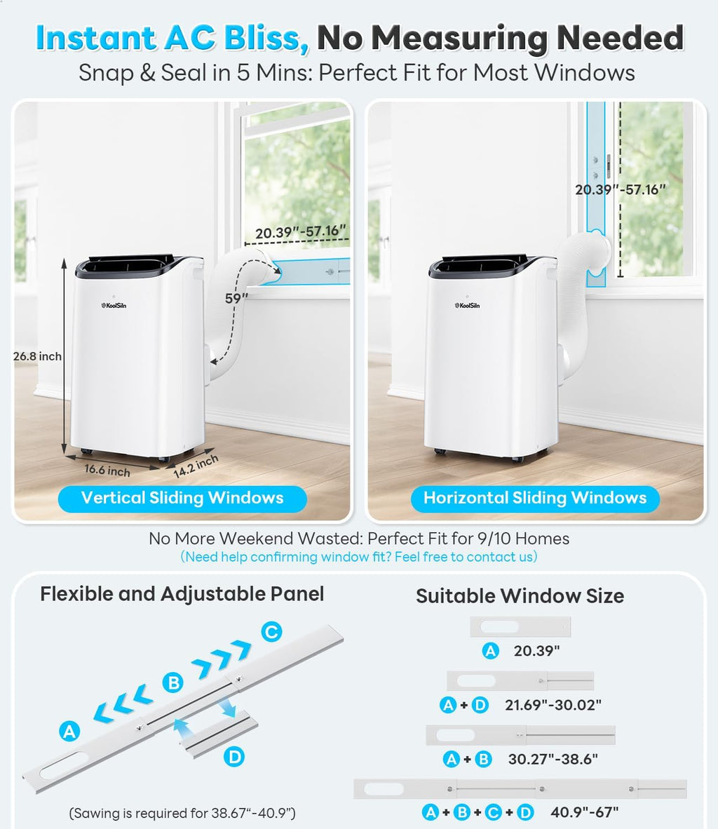 14,000 BTU Portable Air Conditioner Cools Up to 700 Sq.Ft, Auto-Evaporation Low Noise Portable AC Unit with Remote Control Fits for Large Room, Office, Garage, White