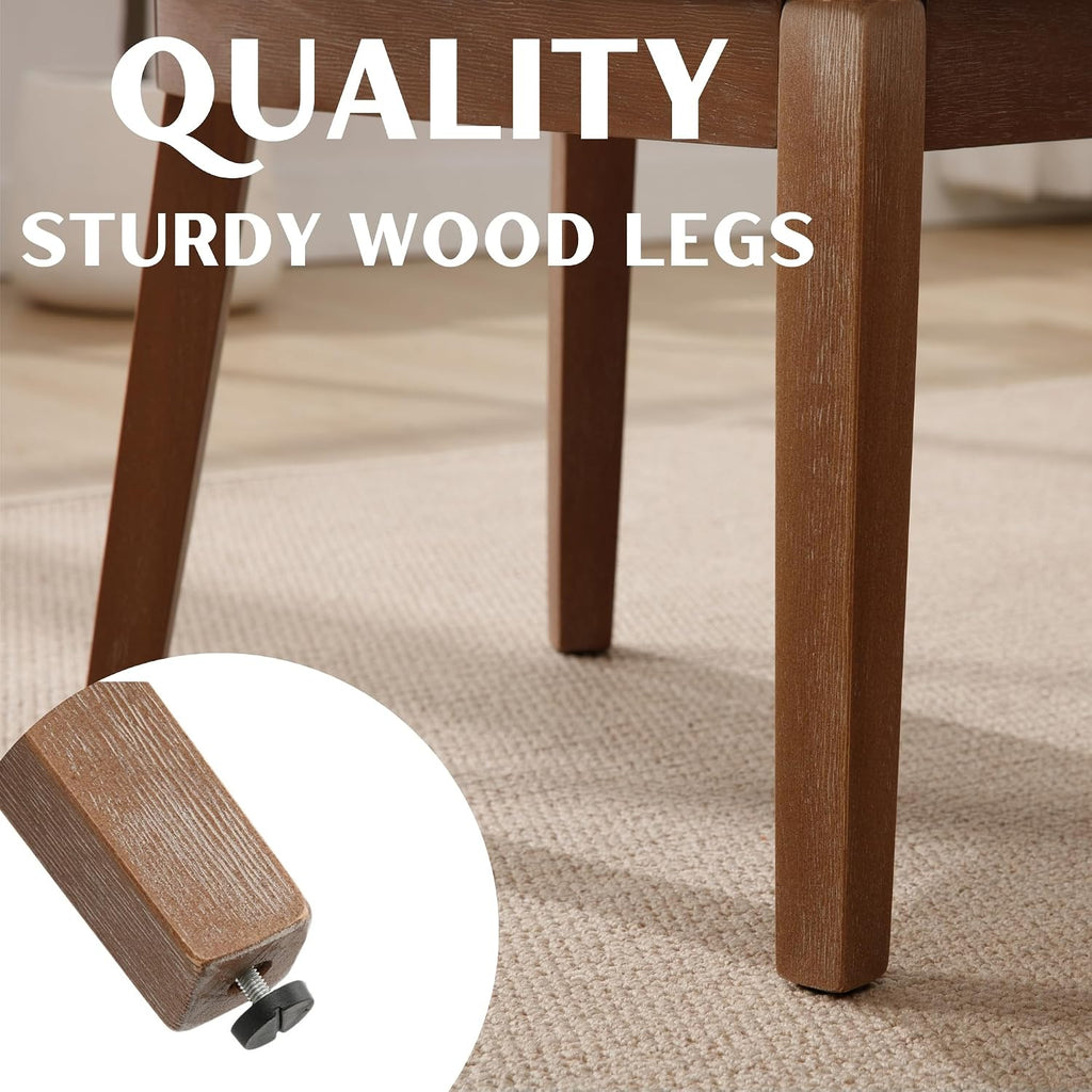 Modern Dining Chairs Set of 6 Comfortable Dining Room Chairs with Back, Velvet Fabric Upholstered Kitchen Side Chairs with Wood Legs for Living Room, Khaki
