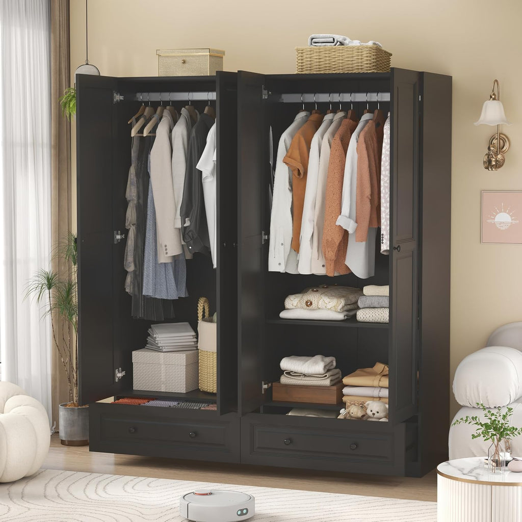 Armoire Wardrobe Closet with Drawers: 74
